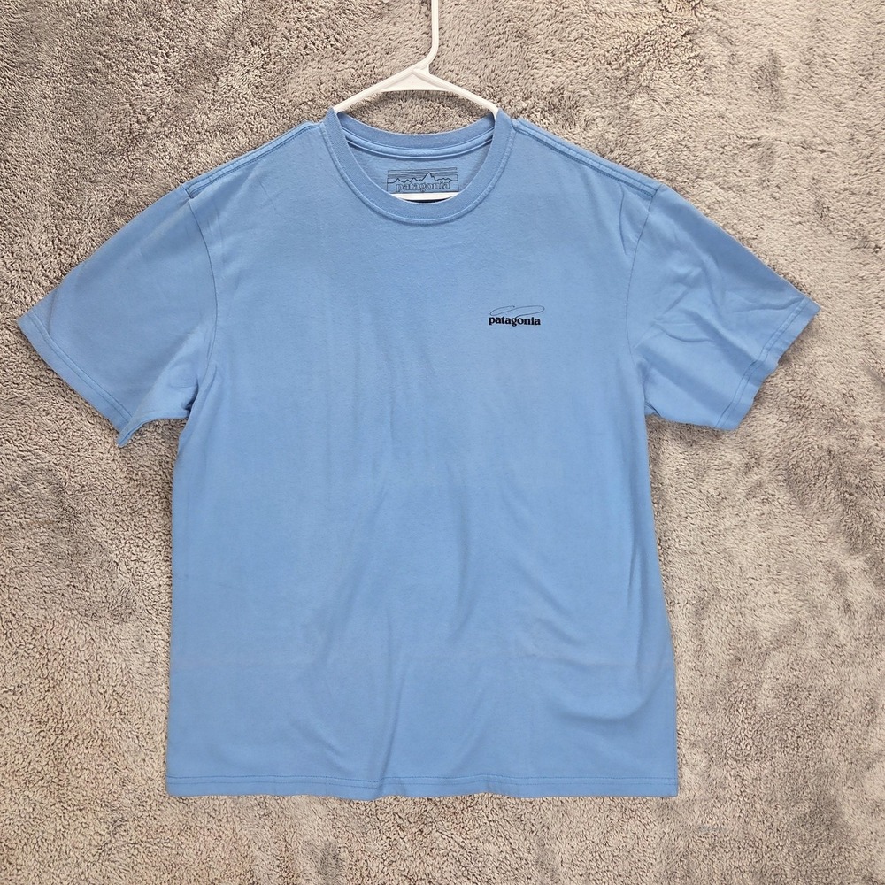 Patagonia Shirt Mens Large Blue Shark Organic Cotton Graphic Tagless Tee USA